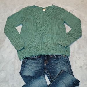 Roxy Seafom Green Knit Sweater with Zipper